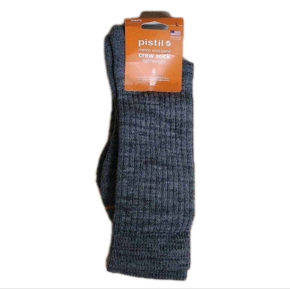 Pistil Merino Wool Blend Lightweight Crew Socks Grey Men’s L NWT